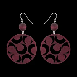 Aarikka Tuliainen Earrings, plum red