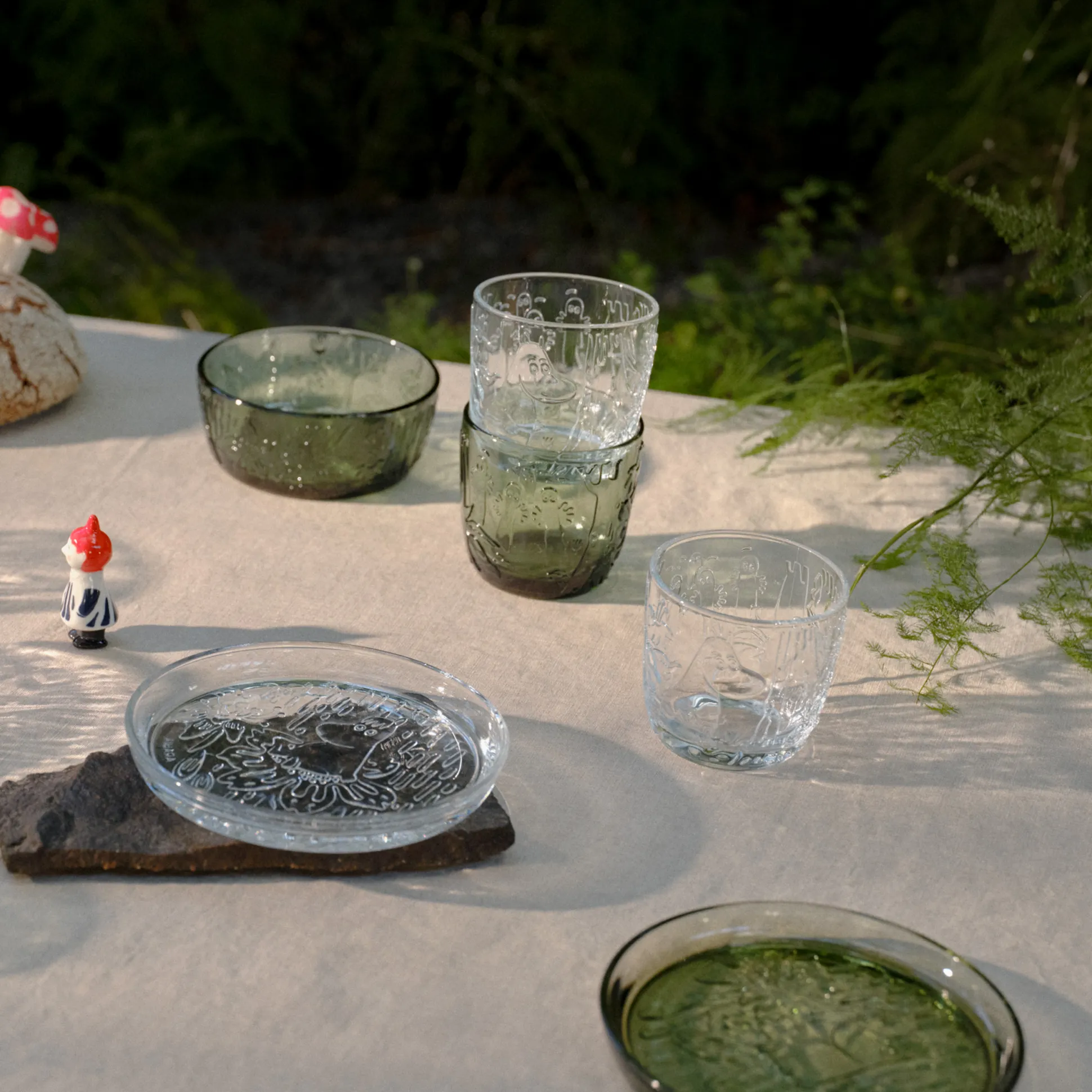 Arabia Moomin Forest Green Clear Glass Bowl