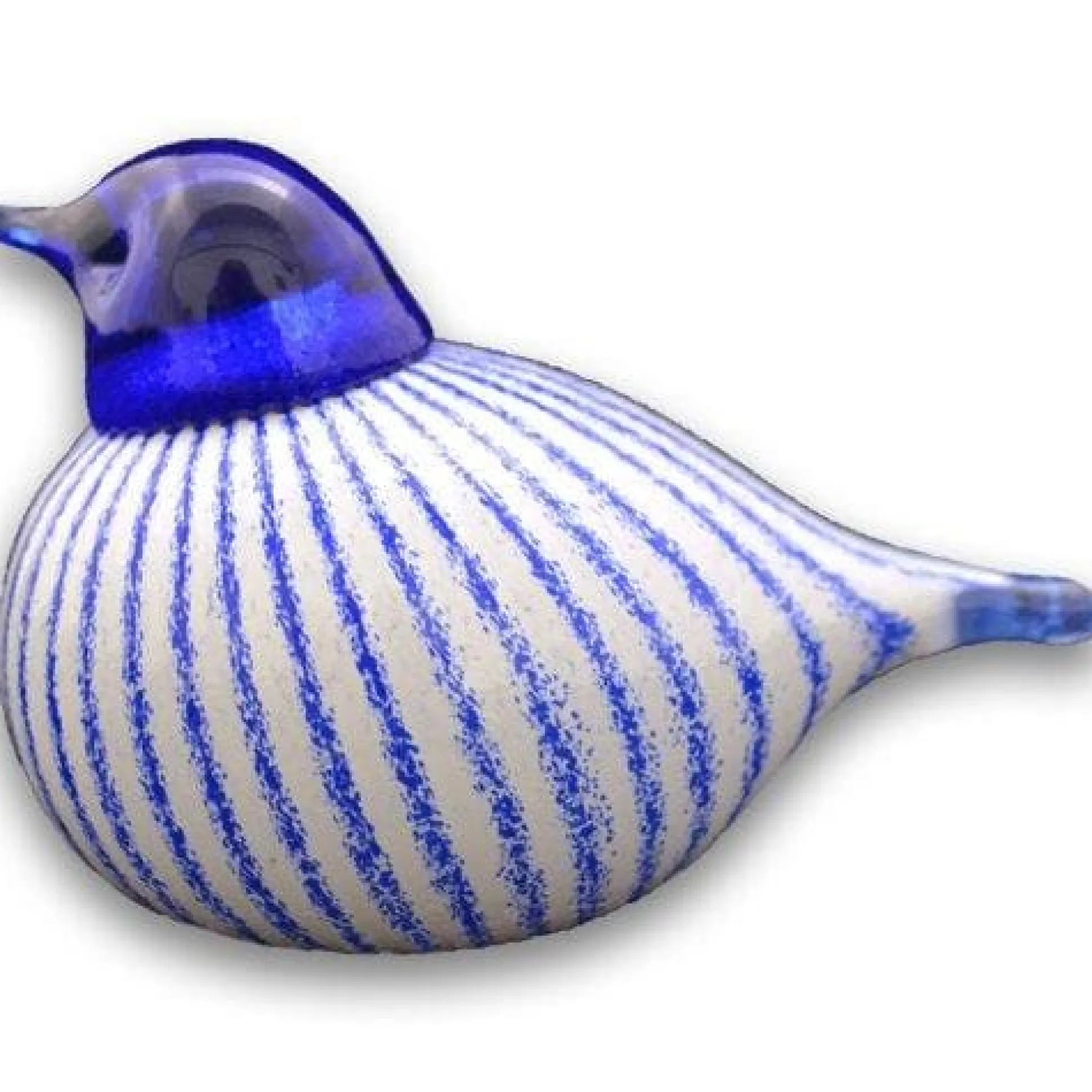 Bianco Blu Finnish Glass Bird, Finnish Stripes