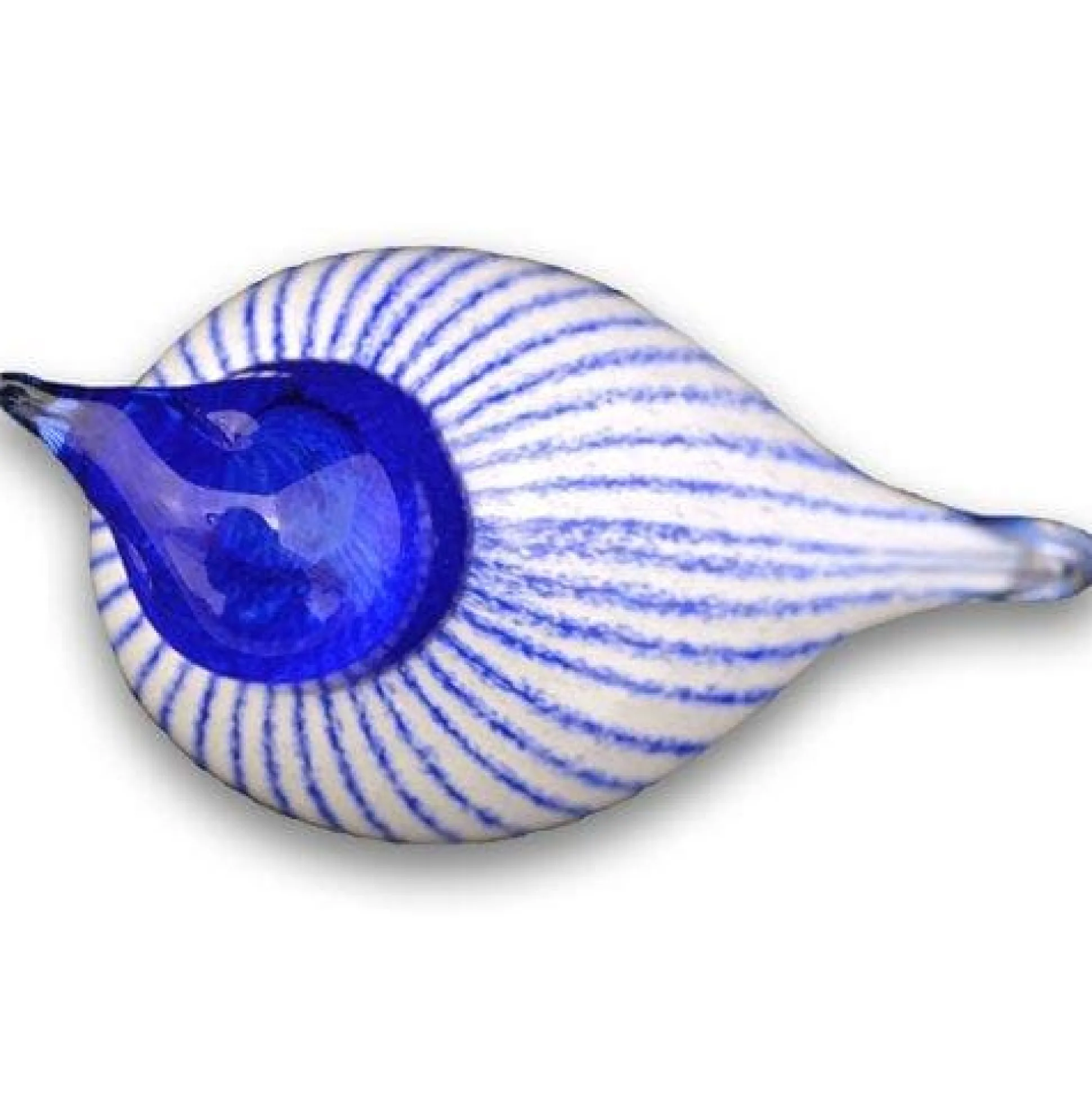 Bianco Blu Finnish Glass Bird, Finnish Stripes