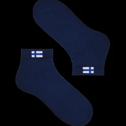 Cushioned Low-Cut Finland Flag Socks, Blue