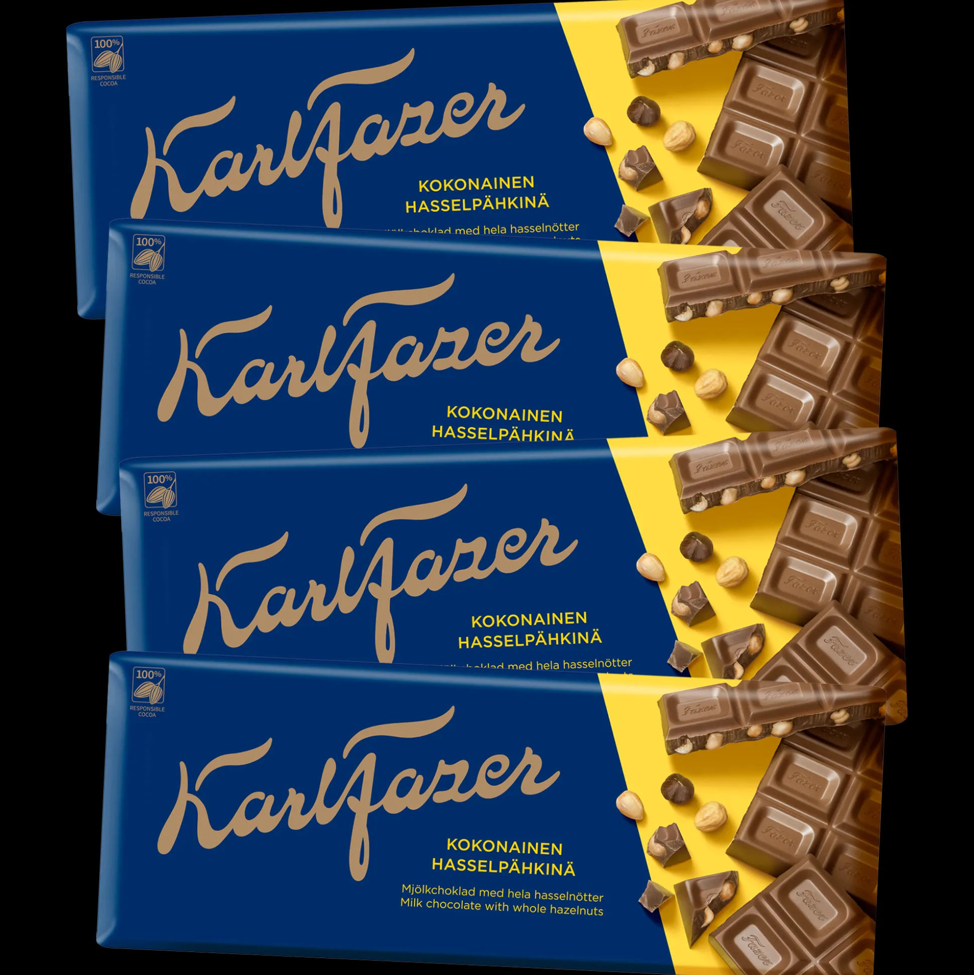 Fazer Milk Chocolate Hazelnuts Bar, 4 Pack