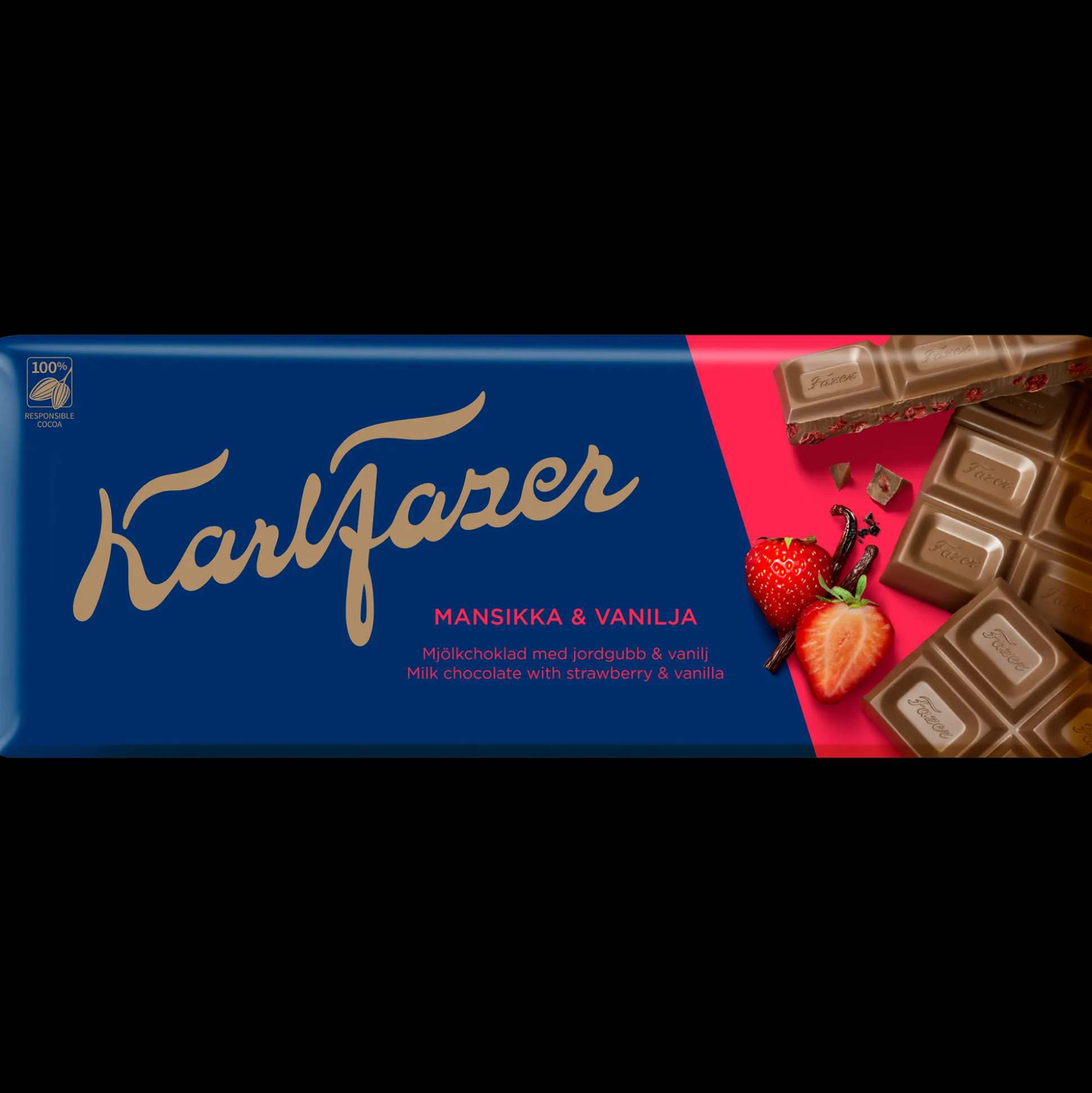 Fazer Milk Chocolate Strawberry & Vanilla Bar (190g)