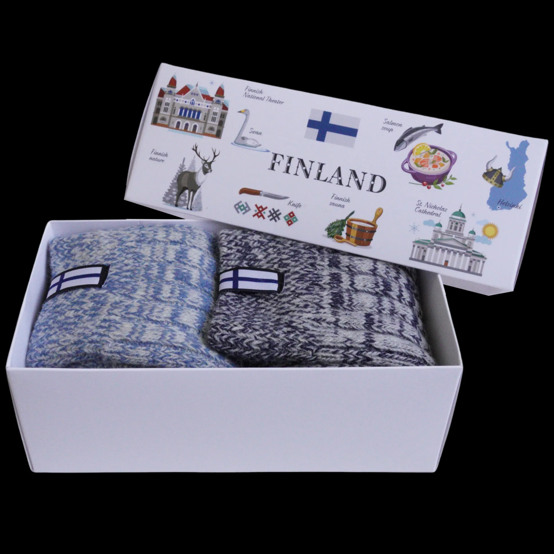 Finland Flag Wool Socks Boxed Set of 2 (WOMENS)