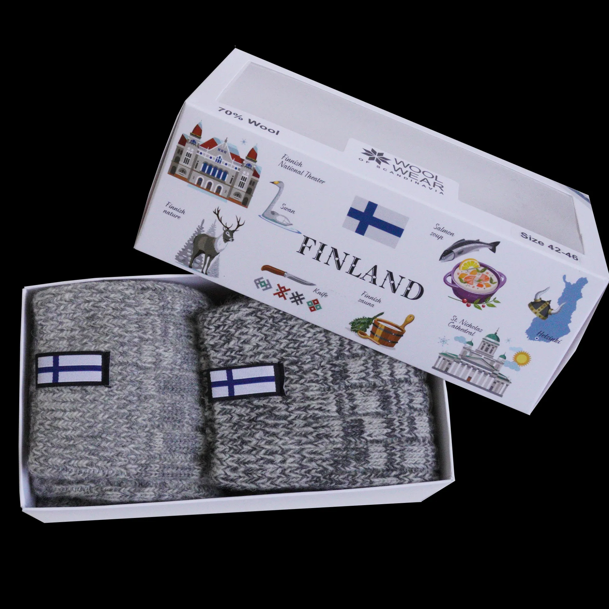 Finland Flag Wool Socks Boxed Set of 2 (MENS)