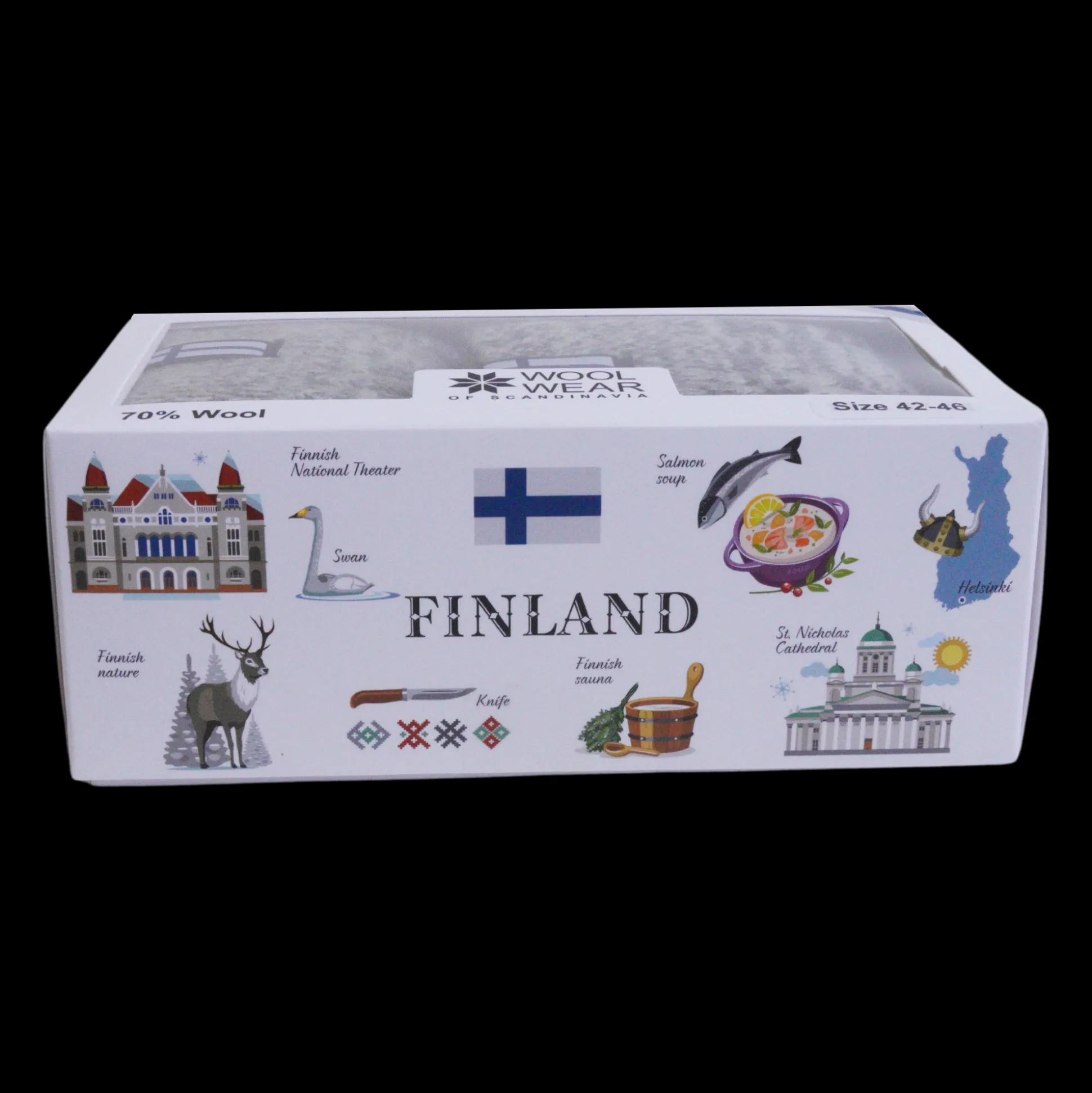 Finland Flag Wool Socks Boxed Set of 2 (MENS)