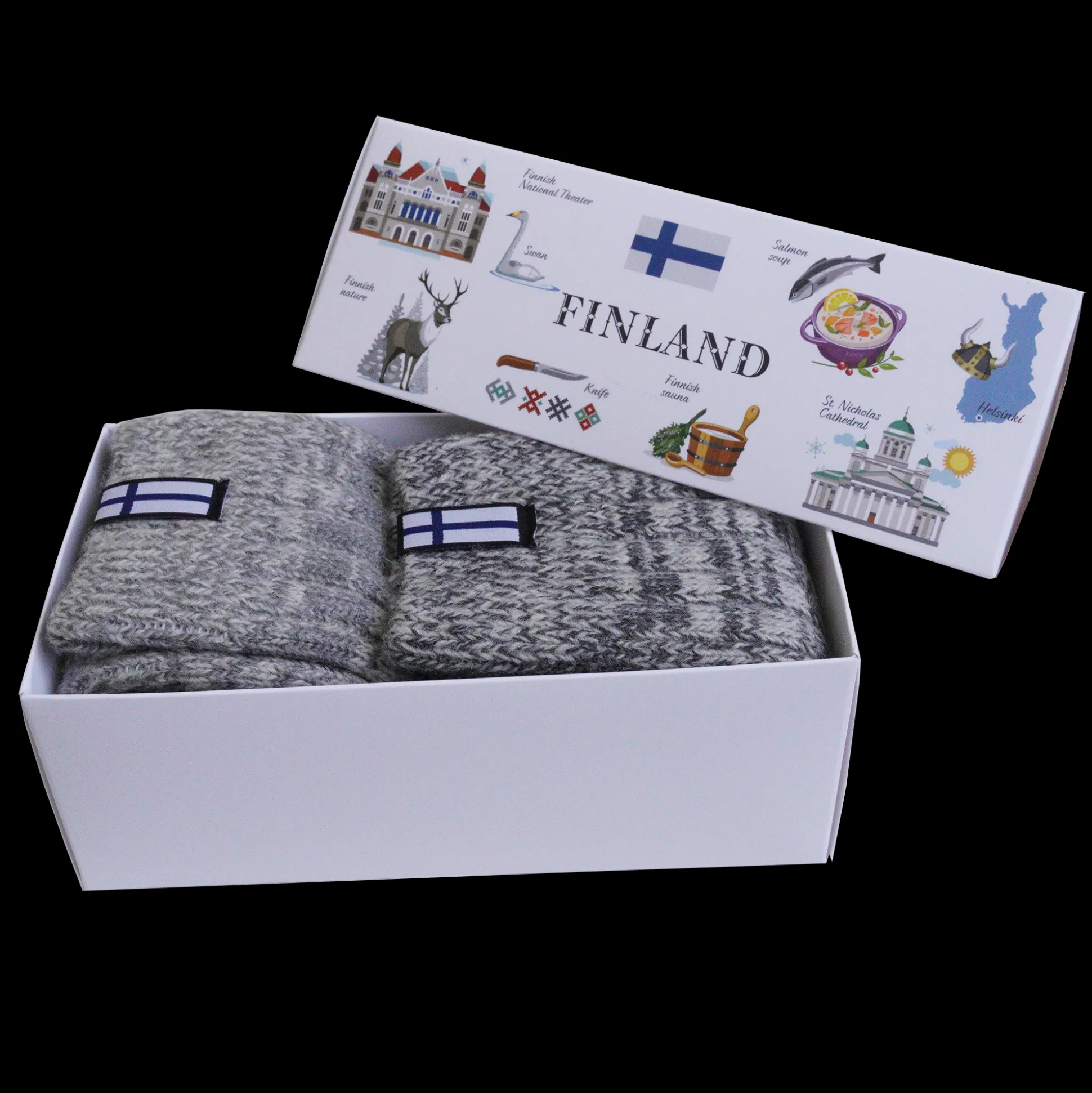 Finland Flag Wool Socks Boxed Set of 2 (MENS)