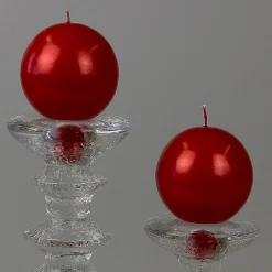 Finnish Footed Ball Candle Metallic Luster Red (Set of 2)