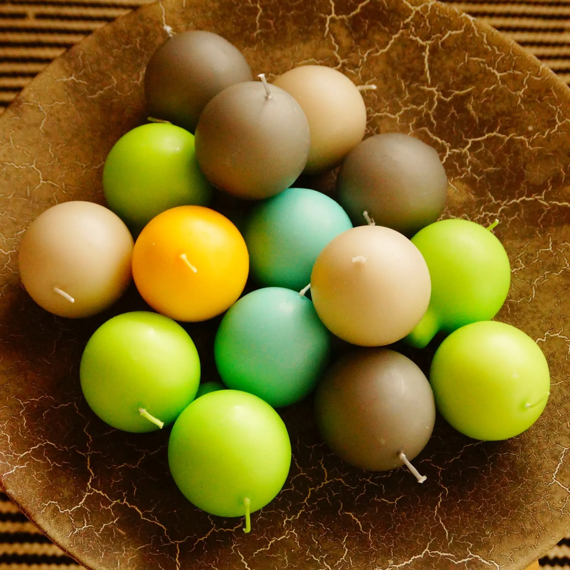 Finnish Footed Ball Candle Water Green (Set of 2)
