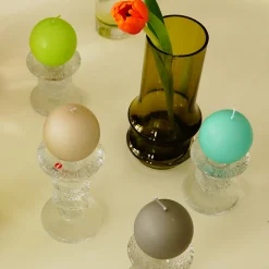 Finnish Footed Ball Candle Light Grey (Set of 2)