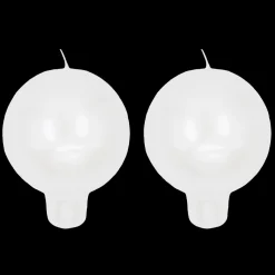 Finnish Footed Ball Candle Metallic Luster Pearl White (Set of 2)