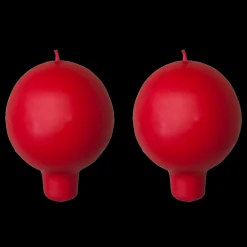 Finnish Footed Ball Candle Red (Set of 2)
