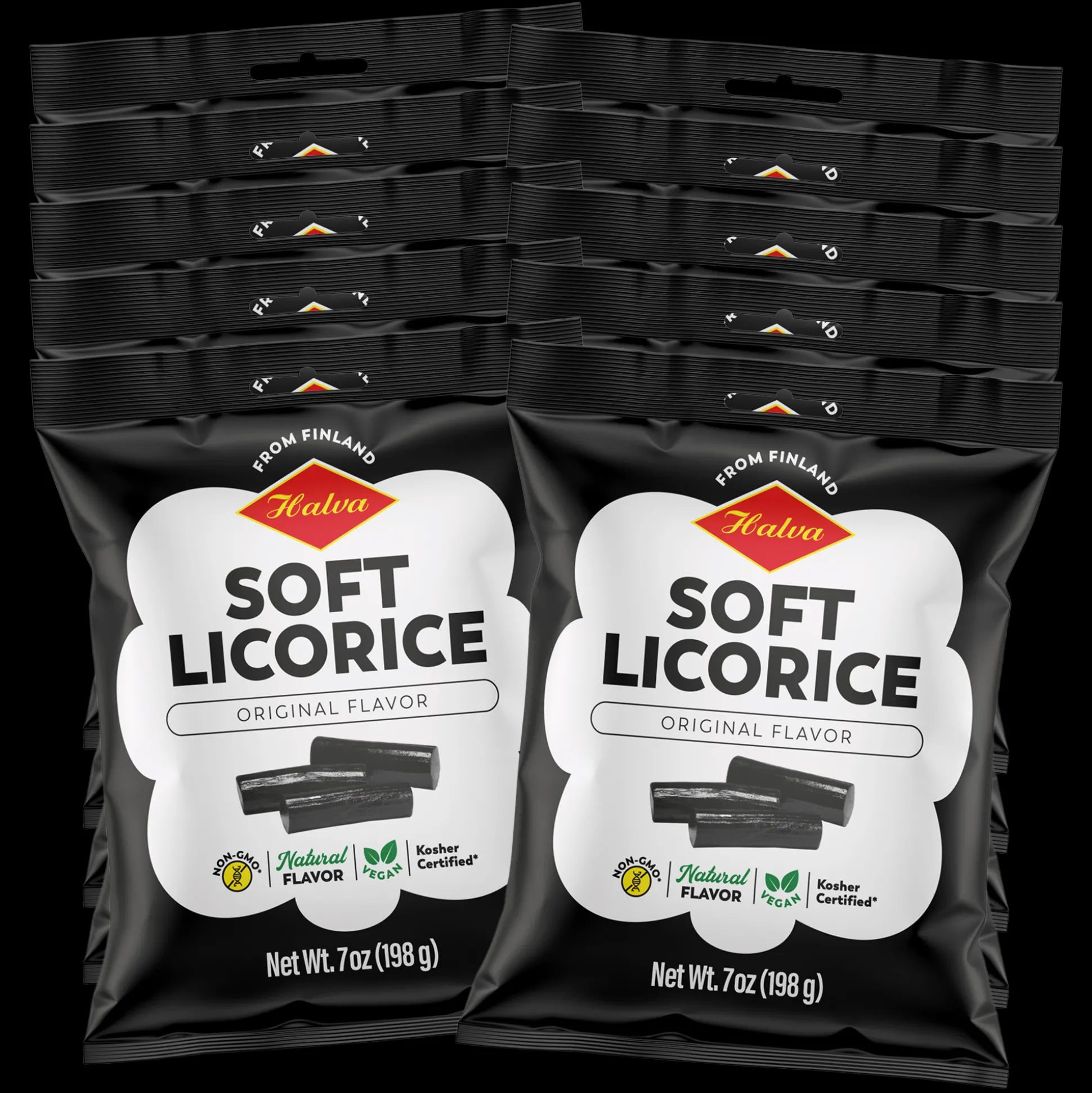 Halva Finnish Soft Licorice Original Black, 10 Pack
