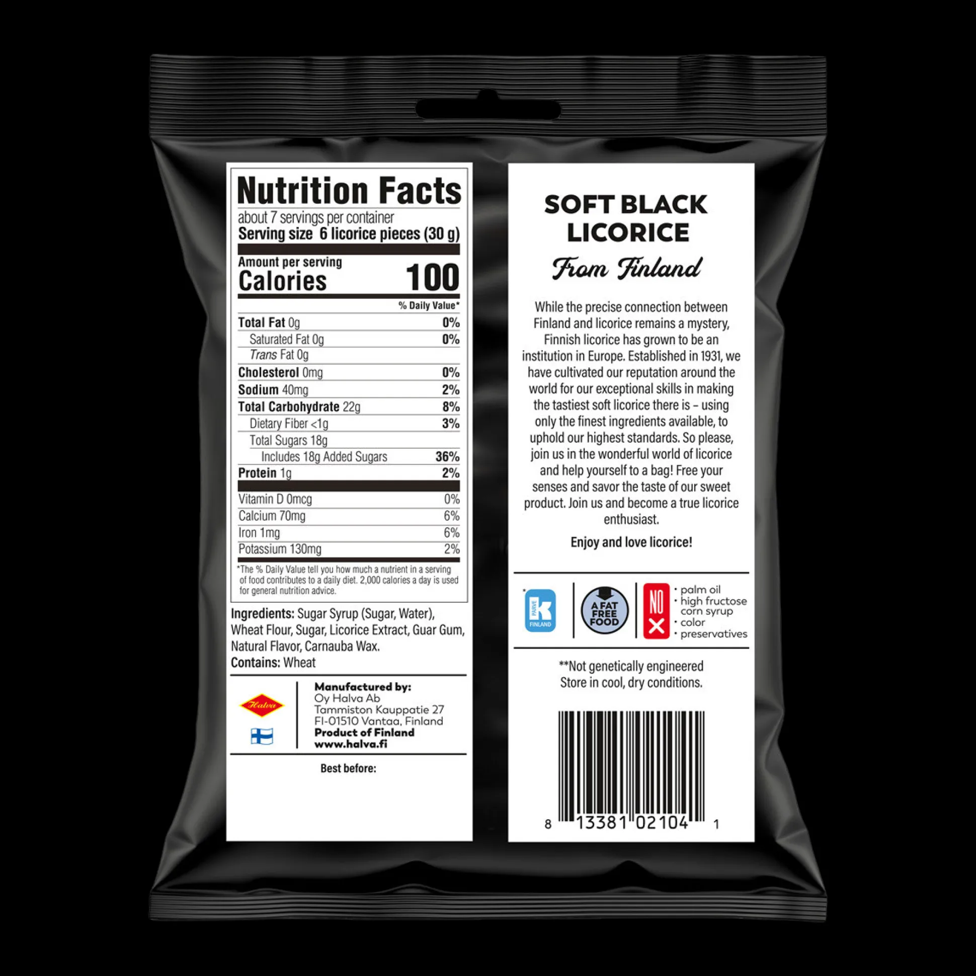 Halva Finnish Soft Licorice Original Black (198g)