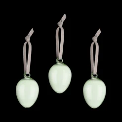 iittala Green Glass Egg Ornaments (Set of 3)