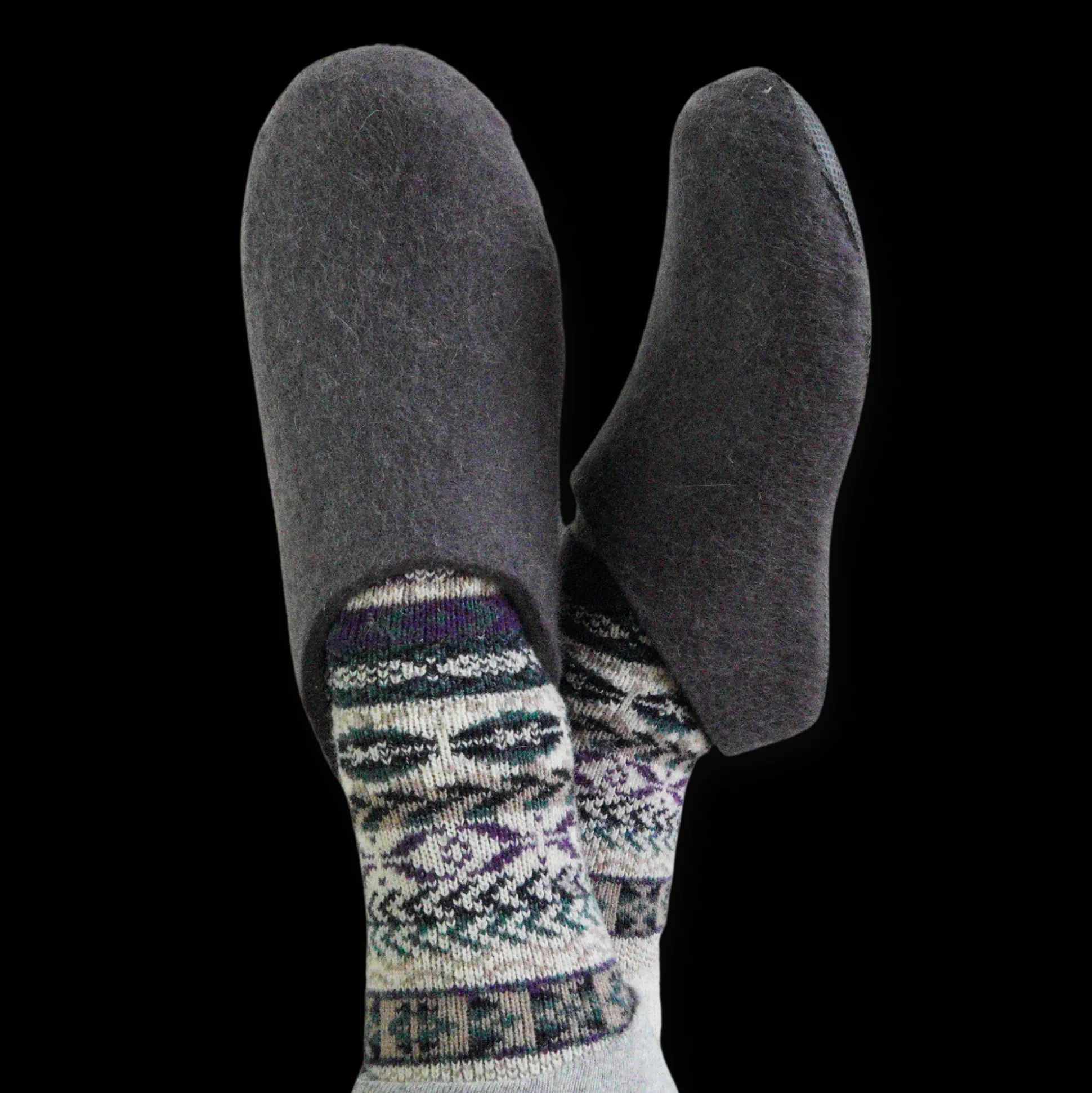 Lahtiset Felt Slippers w/ Rubber Sole, Dark Grey