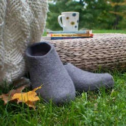 Lahtiset Felt Slippers w/ Rubber Sole, Dark Grey