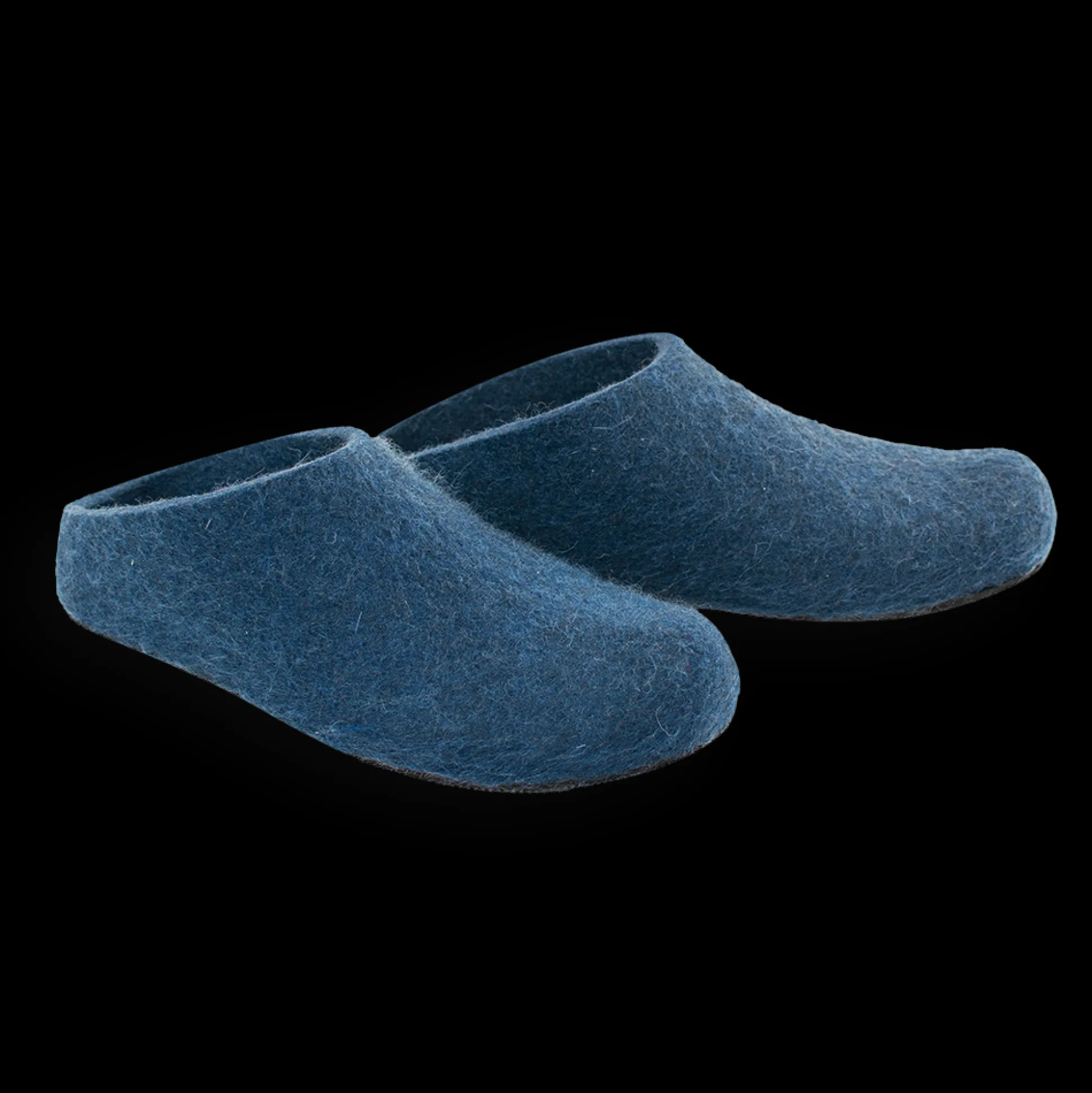Lahtiset Felt Slippers w/ Rubber Sole, Petrol Blue