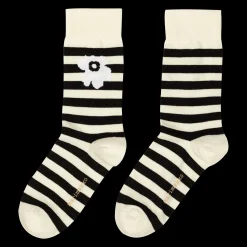 Marimekko Kasvaa Tasaraita Unikko Socks, off-white/black
