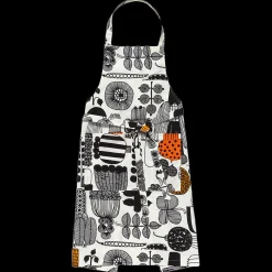 Marimekko Puutarhurin Parhaat Apron, white/black/orange