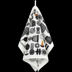 Marimekko Puutarhurin Parhaat Kitchen Towel, white/black/orange