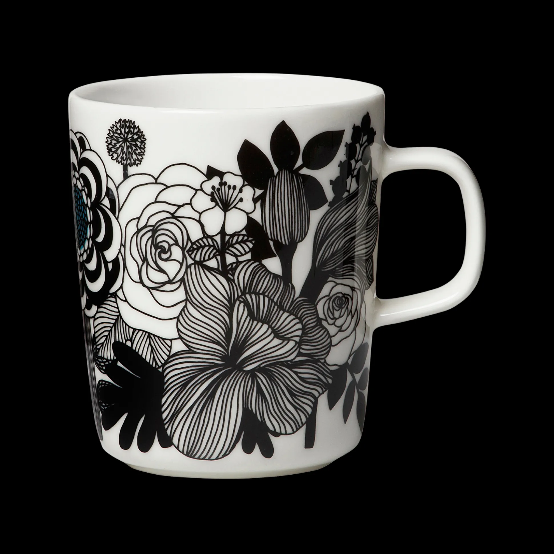 Marimekko Siirtolapuutarha Mug, white/black/turquoise