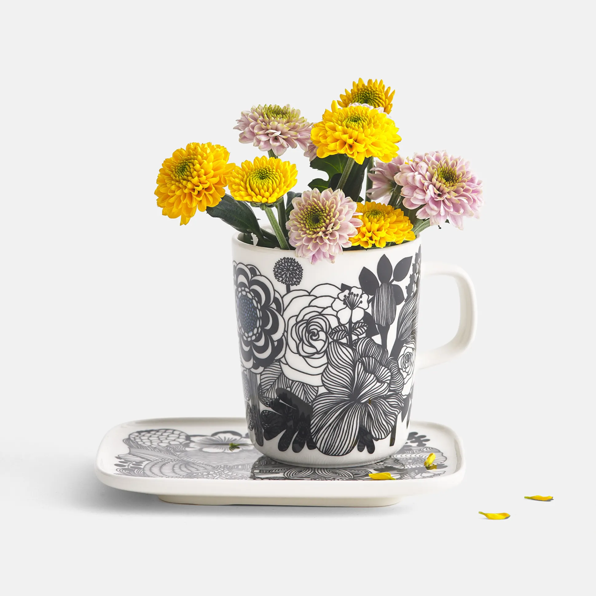 Marimekko Siirtolapuutarha Mug, white/black/turquoise