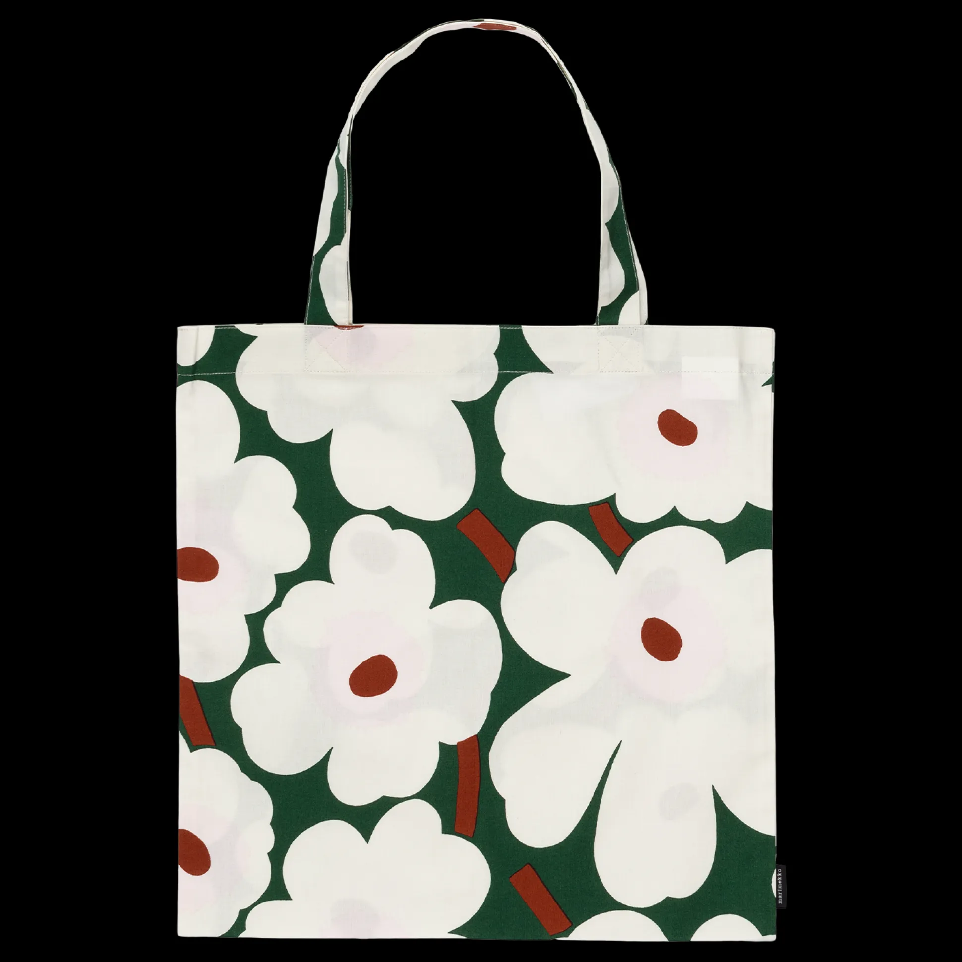 Marimekko Unikko Cotton Tote Bag, green/off-white/pink