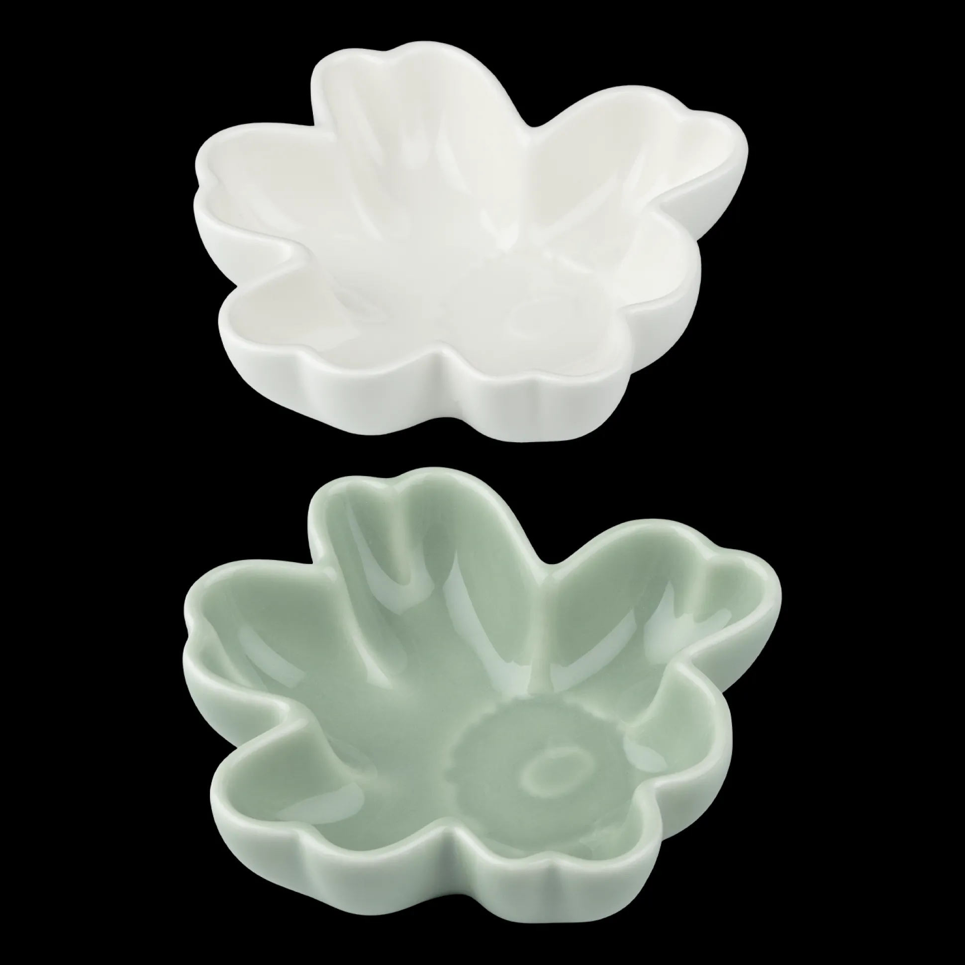 Marimekko Unikko Shaped Bowls (Set of 2), white/lt.green