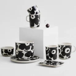 Marimekko Unikko Small Rectangular Plate, white/black
