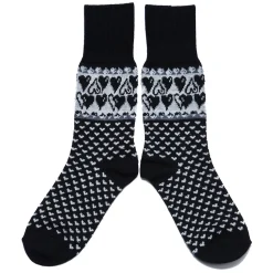 Merino Wool Socks - Hearts, Black