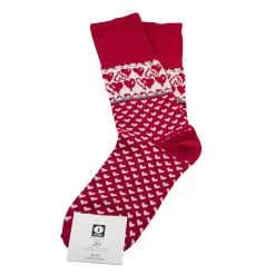 Merino Wool Socks - Hearts, Red