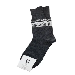 Merino Wool Socks - Reindeer, Grey