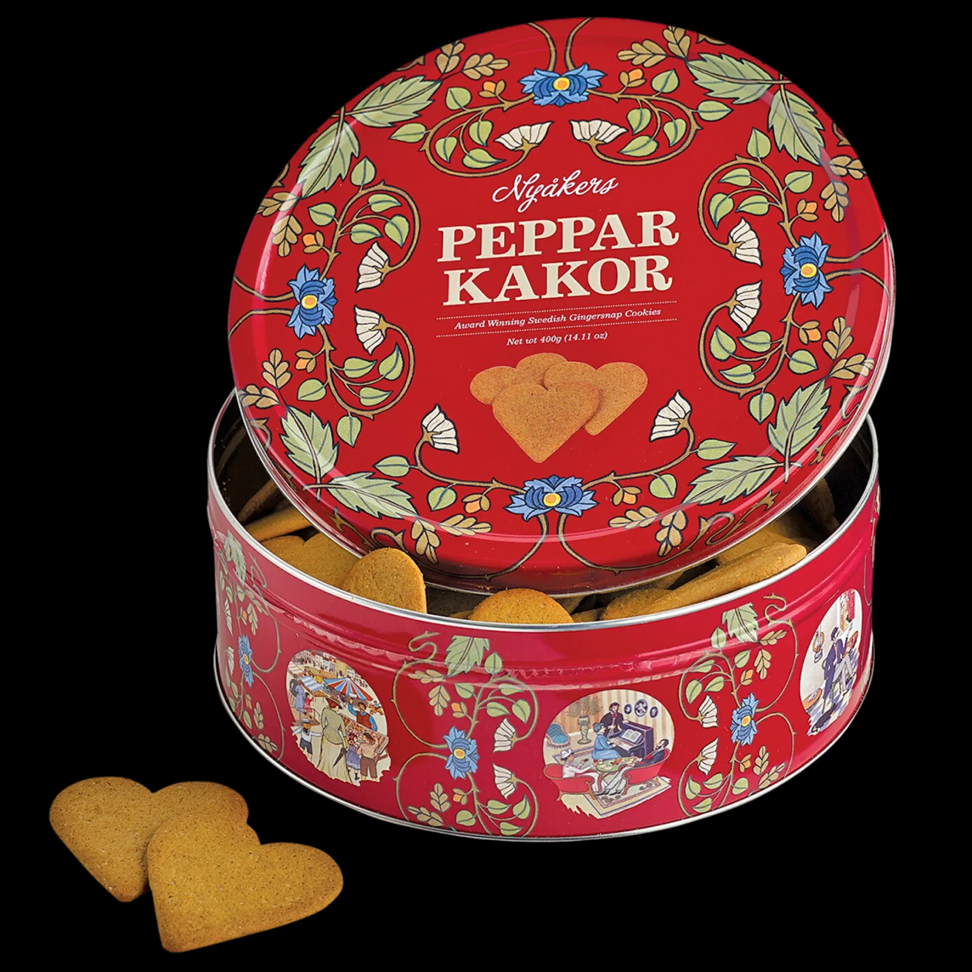 Nyakers Swedish Gingersnap Cookie Tin Red (400g)