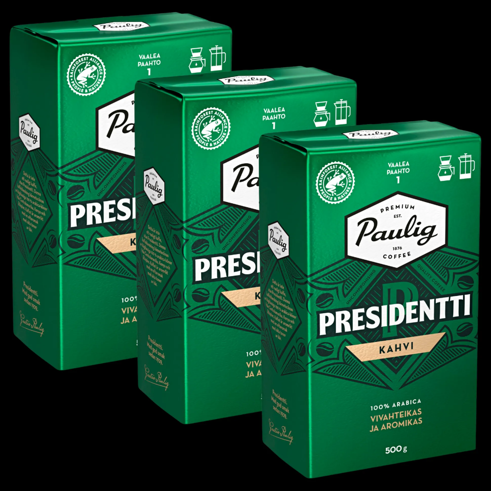 Paulig Presidentti Coffee Light Roast, 3 Pack