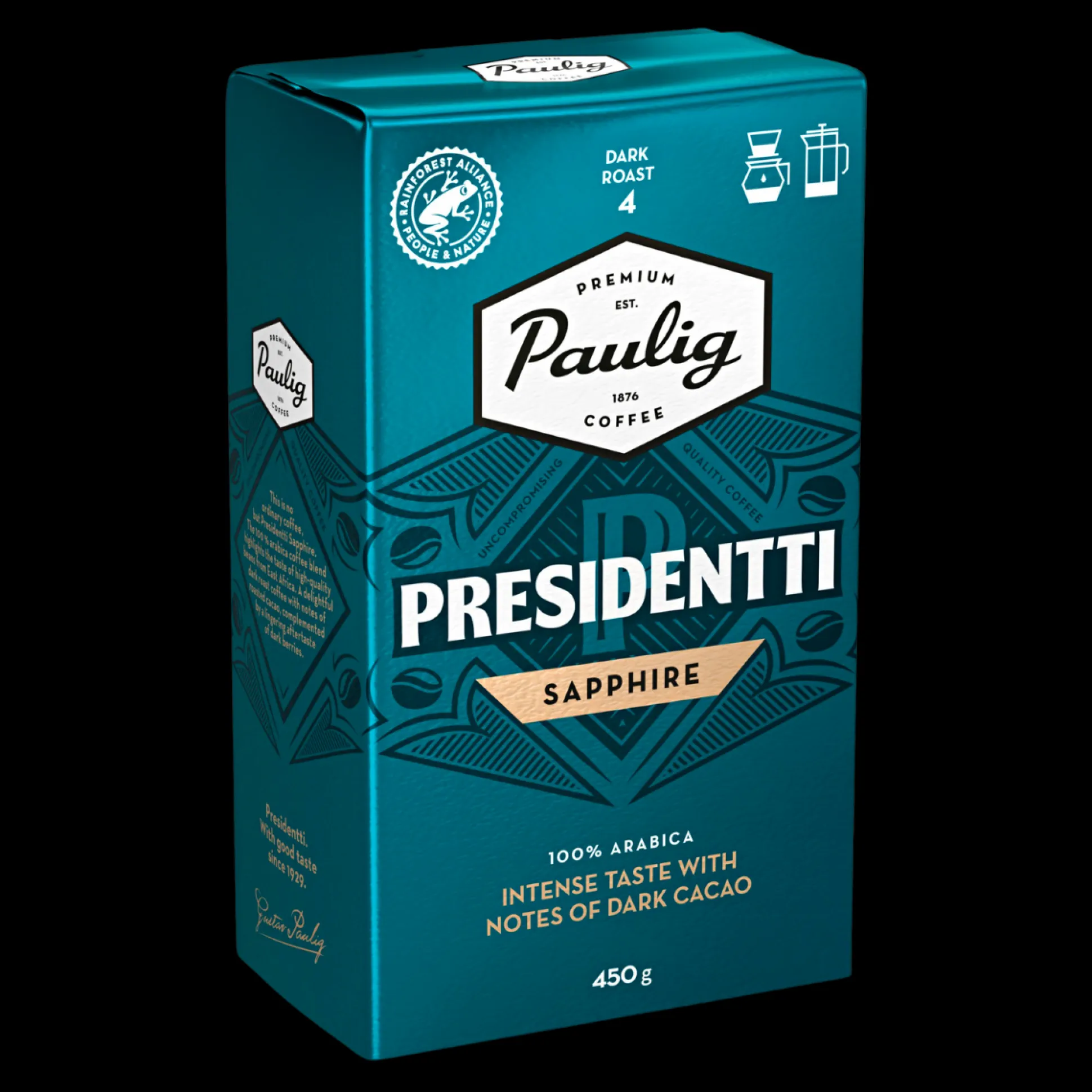 Paulig Presidentti Sapphire Coffee Dark Roast (450g) - Roast Level 4/5