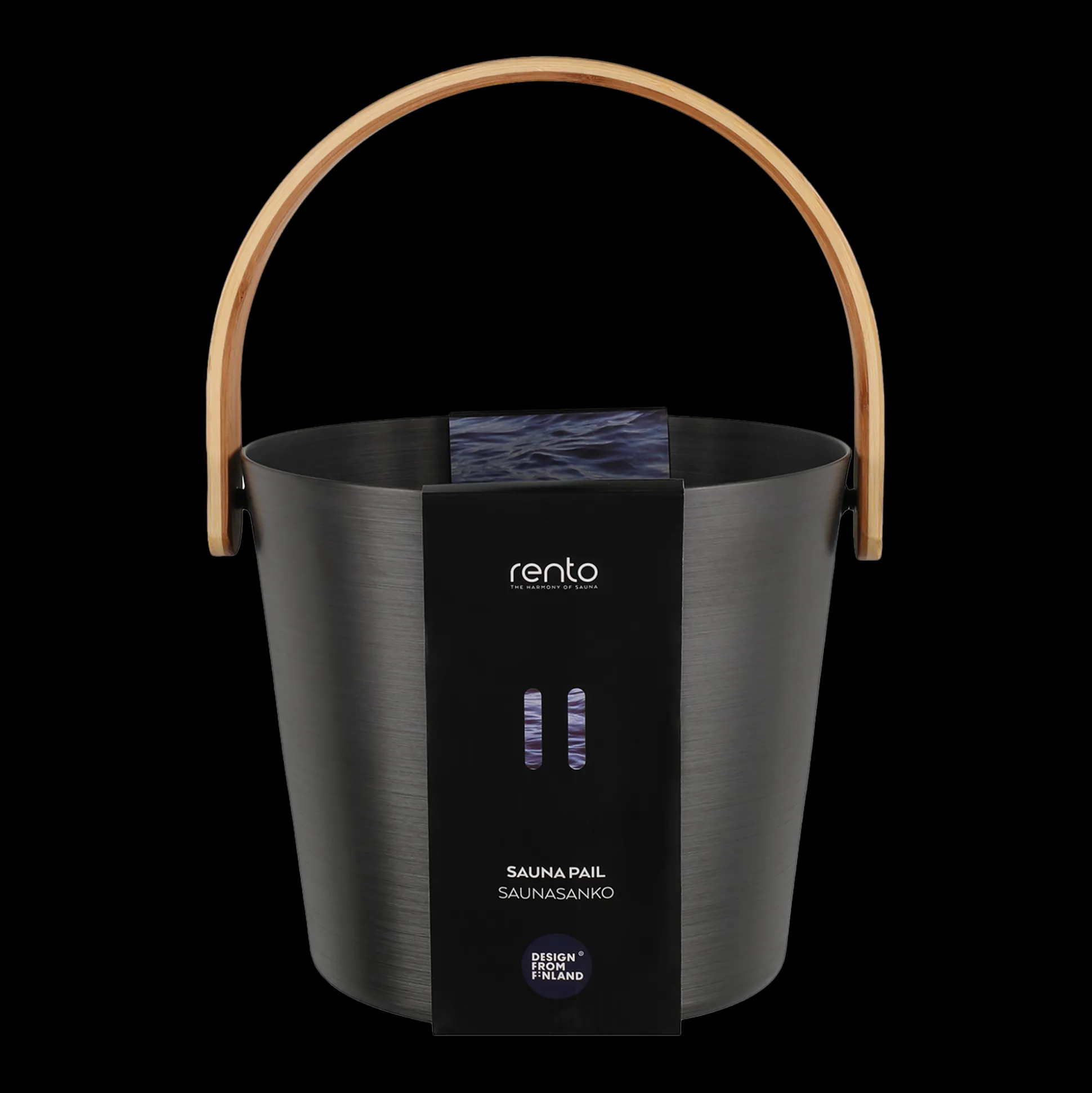 Rento Black Aluminum Bamboo Sauna Bucket