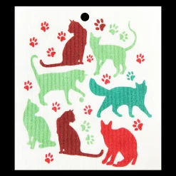 Swedish Dishcloth - Cats & Paw Prints
