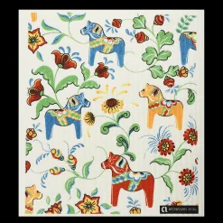 Swedish Dishcloth - Dala Horse Flowers
